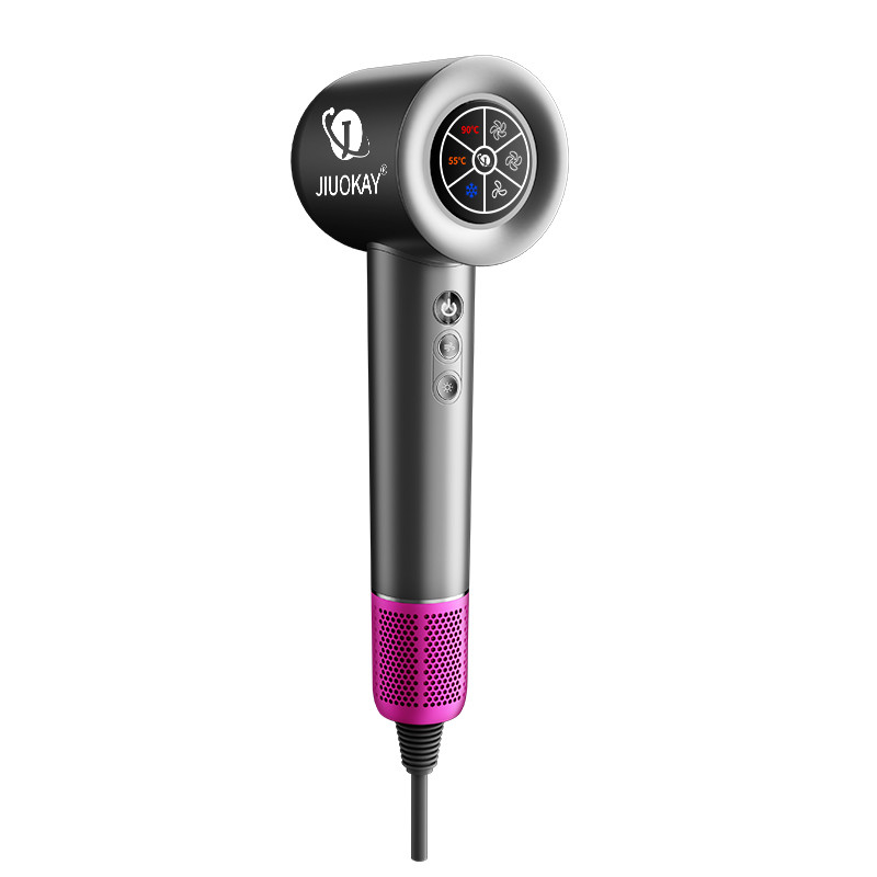 Secador de cabelo sem escova de alta velocidade de 1600W tela LCD iônica negativa secagem rápida sem frizz