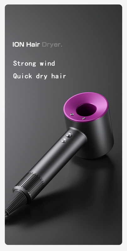 Secador de cabelo de alta velocidade de 1600W com 3 configurações de calor para casa ou viagem
