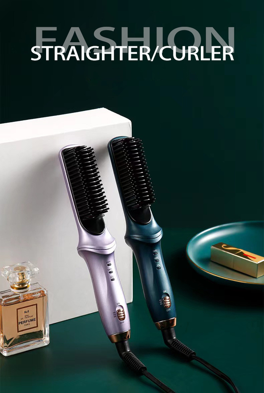 Blue Purple Hot Comb Hair Straightener para Mulheres com 3 Temps 20s de aquecimento rápido