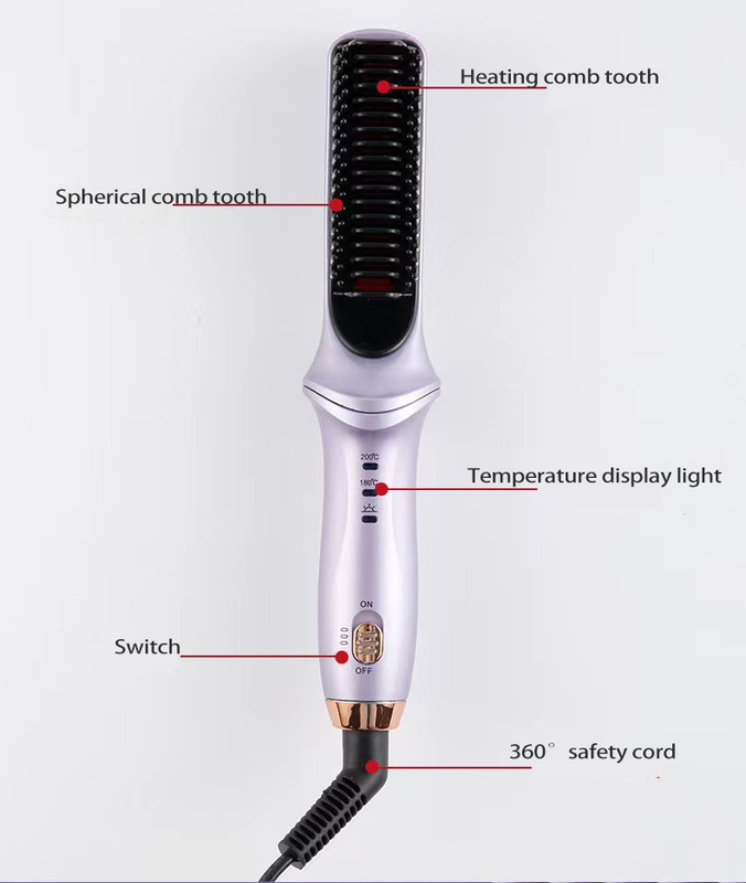 Blue Purple Hot Comb Hair Straightener para Mulheres com 3 Temps 20s de aquecimento rápido