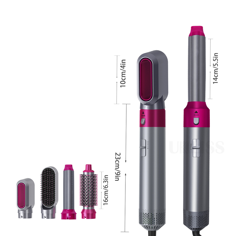 Enrolamento de ar de íons negativos Curling automático de cabelo estilo de ar quente escova 5 em 1 Multi função
