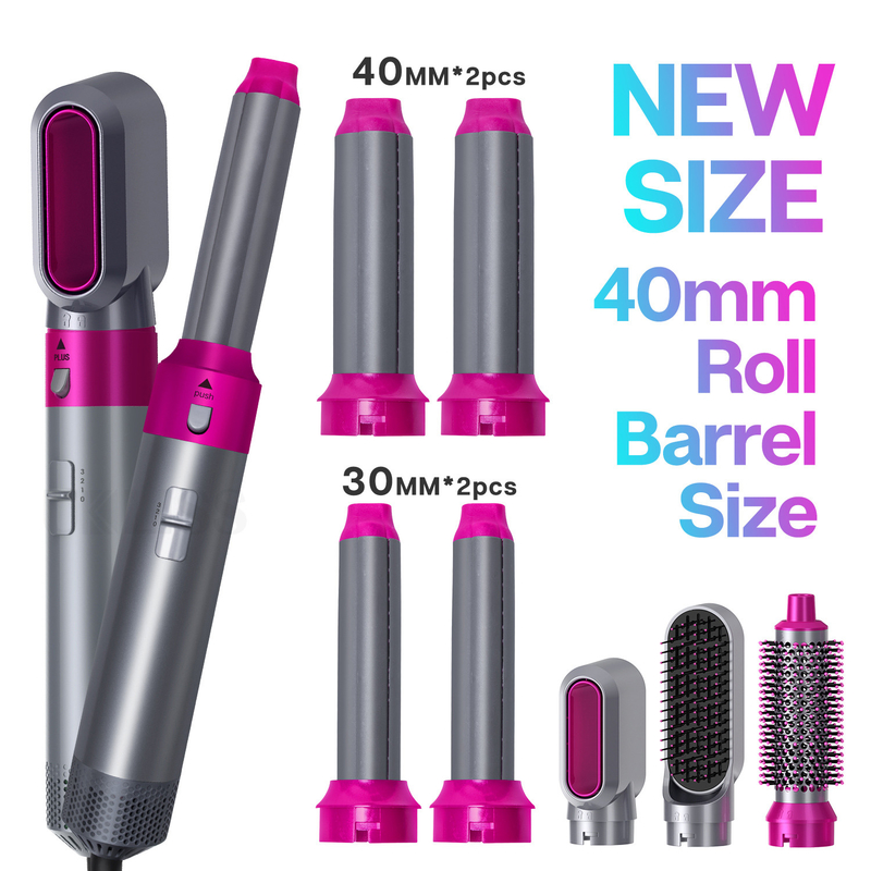 Enrolamento de ar de íons negativos Curling automático de cabelo estilo de ar quente escova 5 em 1 Multi função
