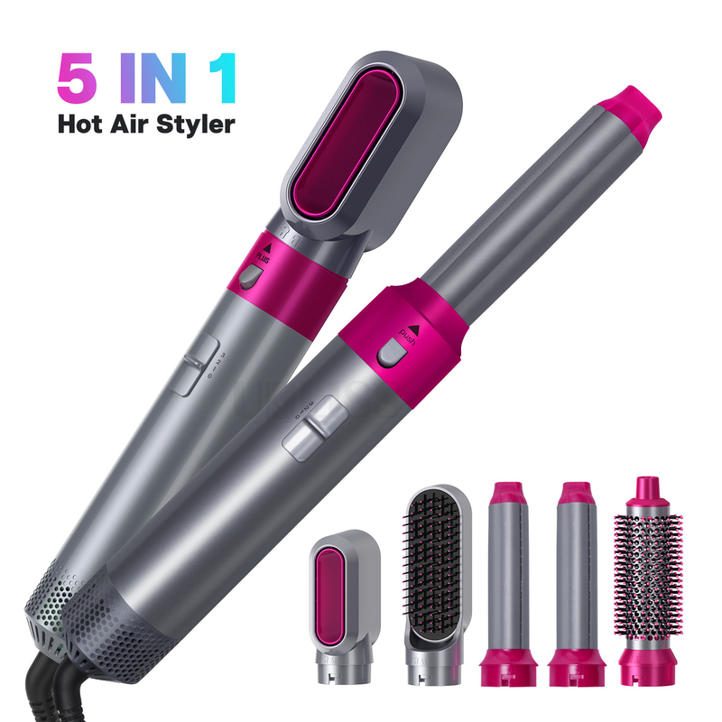 Enrolamento de ar de íons negativos Curling automático de cabelo estilo de ar quente escova 5 em 1 Multi função