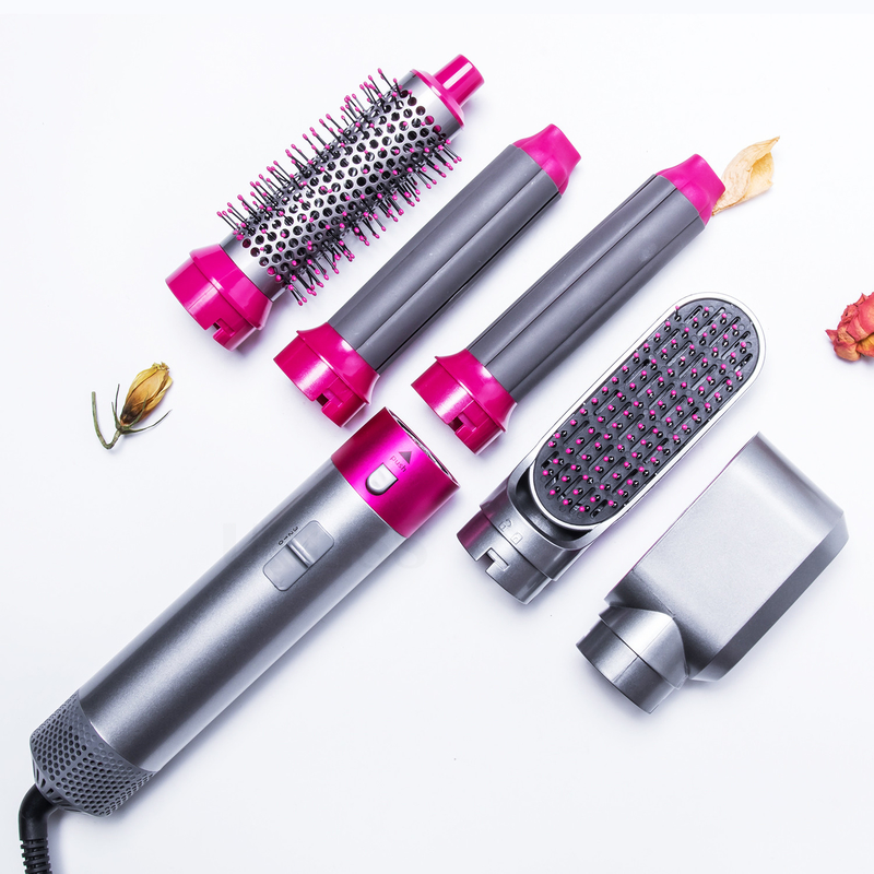 Enrolamento de ar de íons negativos Curling automático de cabelo estilo de ar quente escova 5 em 1 Multi função