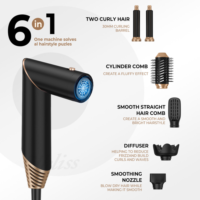 6 em 1 Multi Função Styler Plegavel Air Wrap Portátil Curling Novo Design Viagem Hot Air Brush Comb