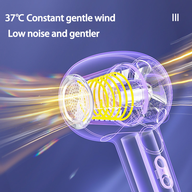 Secador de cabelo sem fio de tecnologia avançada com porta de carregamento tipo-C e longa duração da bateria