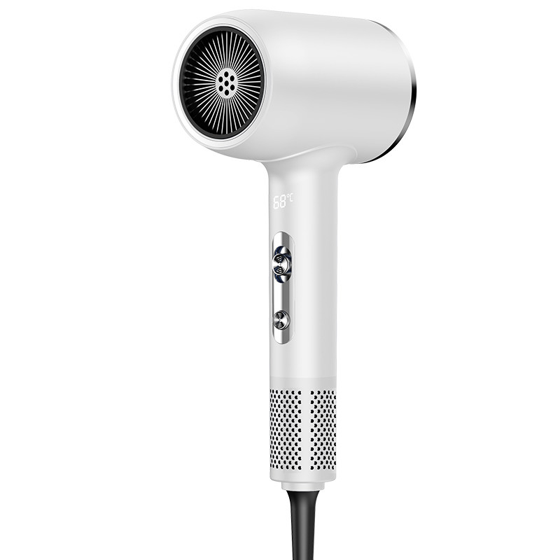 Secador de cabelo elétrico de alta velocidade de 2400W com íons negativos LED Display Digital Baixo ruído