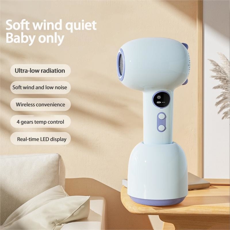 Secador de cabelo para bebê sem fio Quente Quente Ar Recarregável Pequeno Secador de cabelo para bebê com 3 configurações