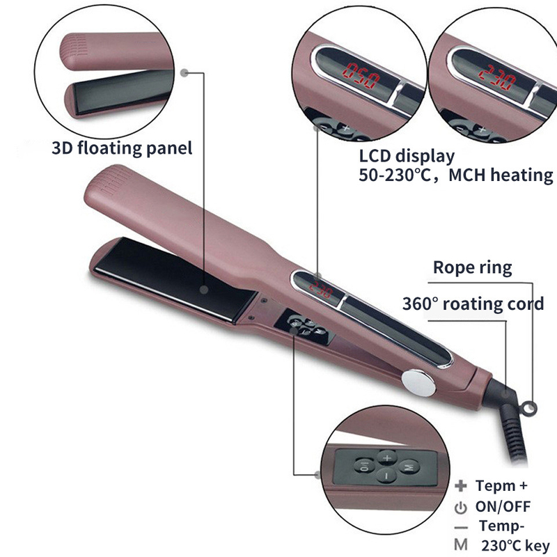 45W/60W MCH Tecnologia de aquecimento rápido 2 em 1 Limpador de cabelo LCD Display Flat Iron