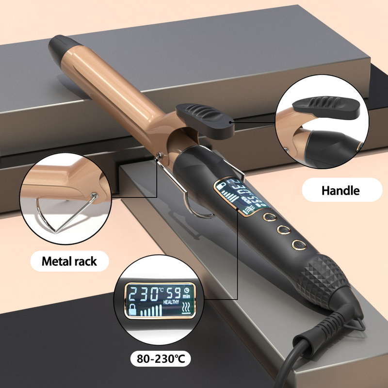 Multiplas Dimensões Curler Eléctrico de Cabelos Com Display LCD E 360° Rotating Cable DC Motor