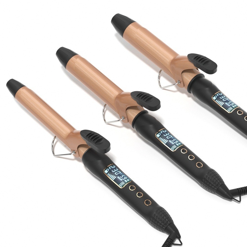 Multiplas Dimensões Curler Eléctrico de Cabelos Com Display LCD E 360° Rotating Cable DC Motor
