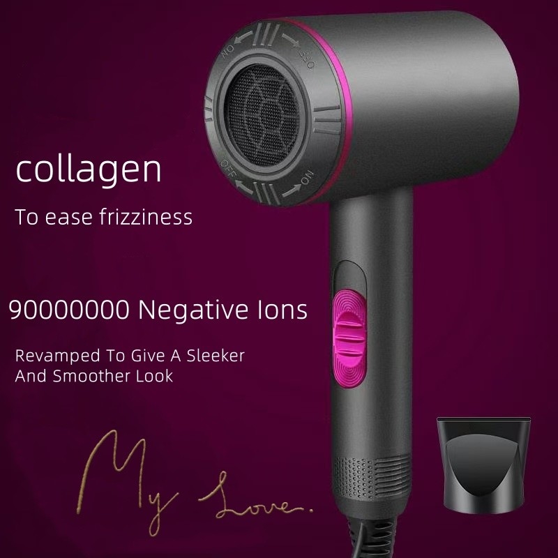 1300W Poderoso Secador de cabelo Motor AC Secador rápido Ajuste de aquecimento iónico com 1 difusor e 2 bicos de concentração