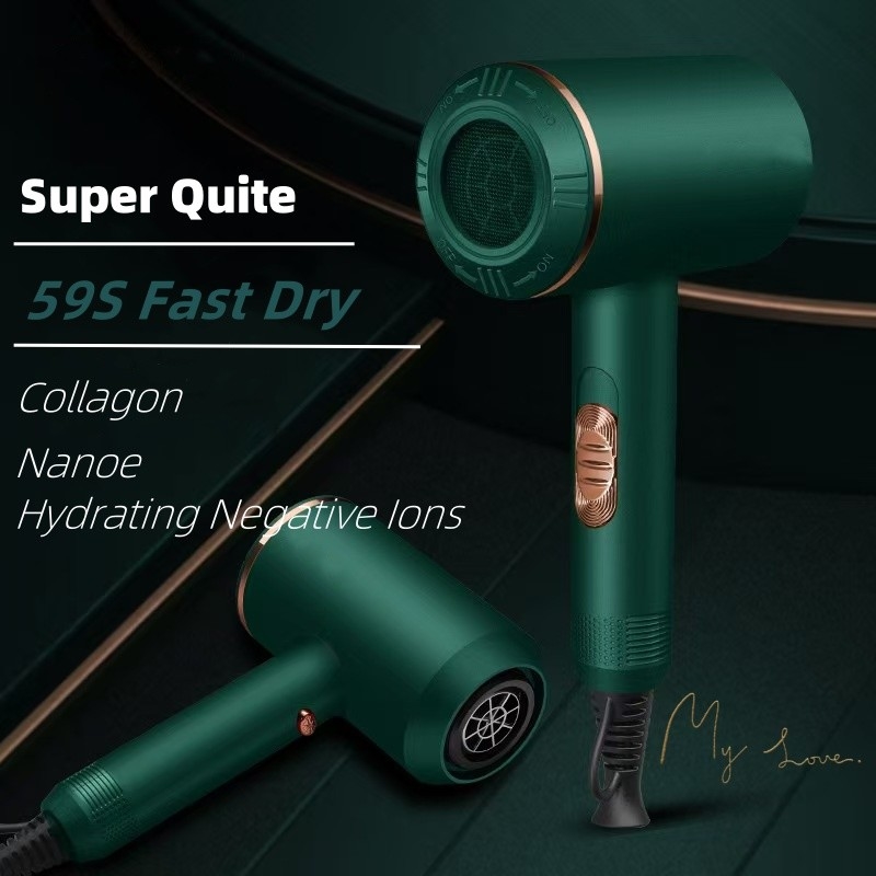 1300W Poderoso Secador de cabelo Motor AC Secador rápido Ajuste de aquecimento iónico com 1 difusor e 2 bicos de concentração