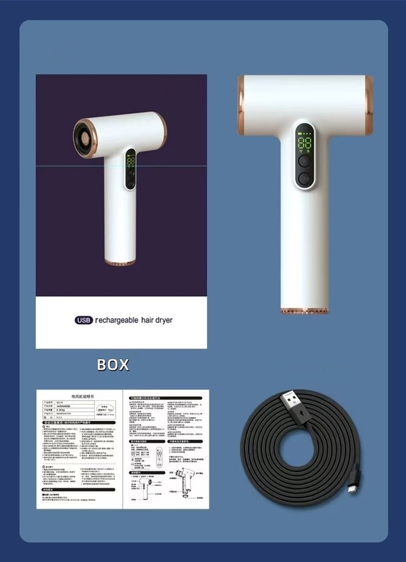 Tamanho de viagem Secadores de cabelo sem fio de bateria de 200W com baixo ruído