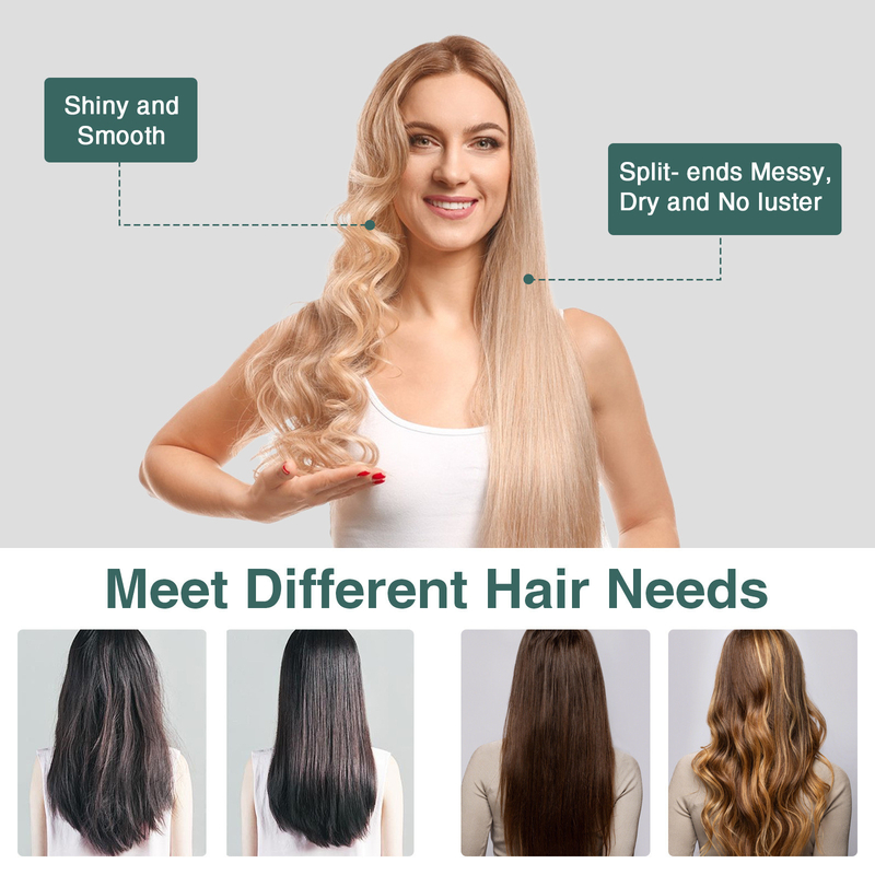 Escova de cabelo de cerâmica com temperatura ajustável e cabo de alimentação de 1,6 m