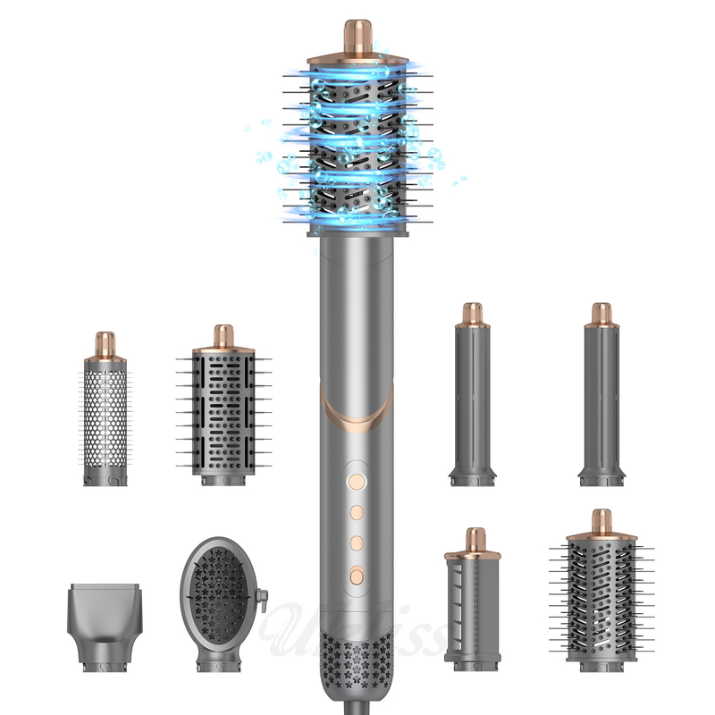 Conjunto de secador de cabelo dobrável de 8 em 1 com configurações de calor ajustáveis e design de vários bocal