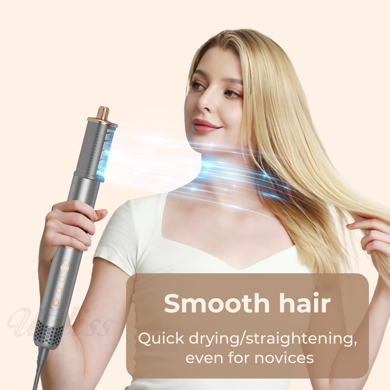 Conjunto de secador de cabelo dobrável de 8 em 1 com configurações de calor ajustáveis e design de vários bocal