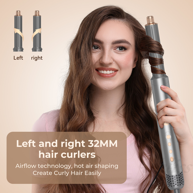 Conjunto de secador de cabelo dobrável de 8 em 1 com configurações de calor ajustáveis e design de vários bocal