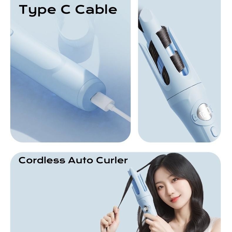 Carregamento ao ar livre sem fio de 47W Ferro Automático de Curva de Cabelos com Tecnologia de Íons Tipo-C