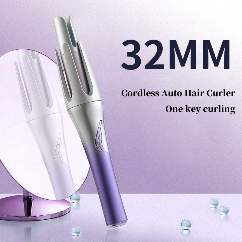 Ferro de Curling 28W Wireless Curler Automático 4500mAh Cordless Recarregável 32mm Curl Wand