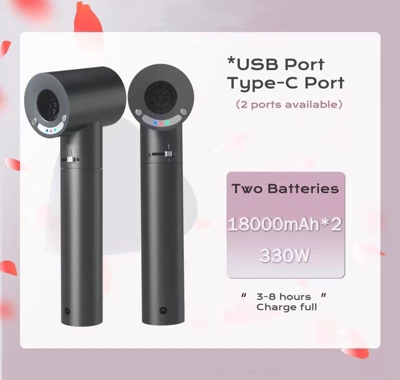 330W Forte soprador sem fio Turbo Jet Ventilador de limpeza Ventilador Bateria de grande capacidade Tipo C Carregamento