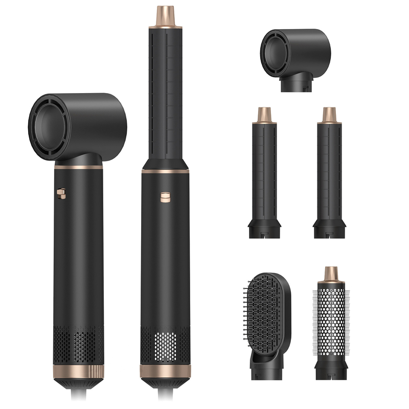 Multifuncional 5 em 1 Comb Set de ar quente Estilização Redução de ruído Curling Tecnologia de íons negativos de ferro