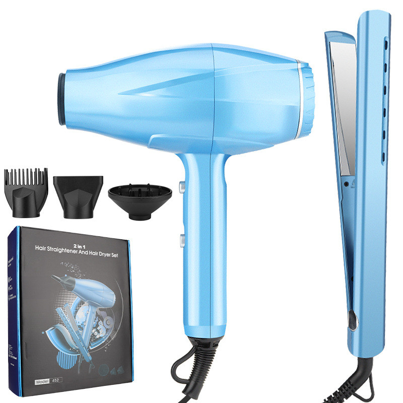 2 em 1 secador de cabelo e alisador de cabelo conjunto profissional de alta potência 2200W cuidados com o cabelo conjunto de presente