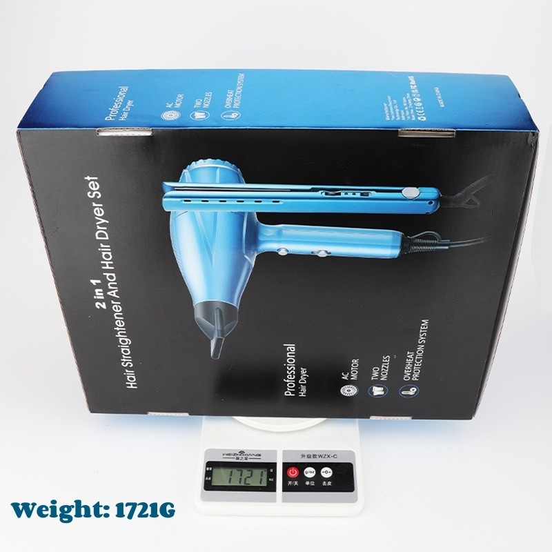2 em 1 secador de cabelo e alisador de cabelo conjunto profissional de alta potência 2200W cuidados com o cabelo conjunto de presente