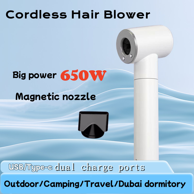 Secador de cabelo portátil de 450W sem fio com 48000mAh Grande capacidade de bateria Design compacto