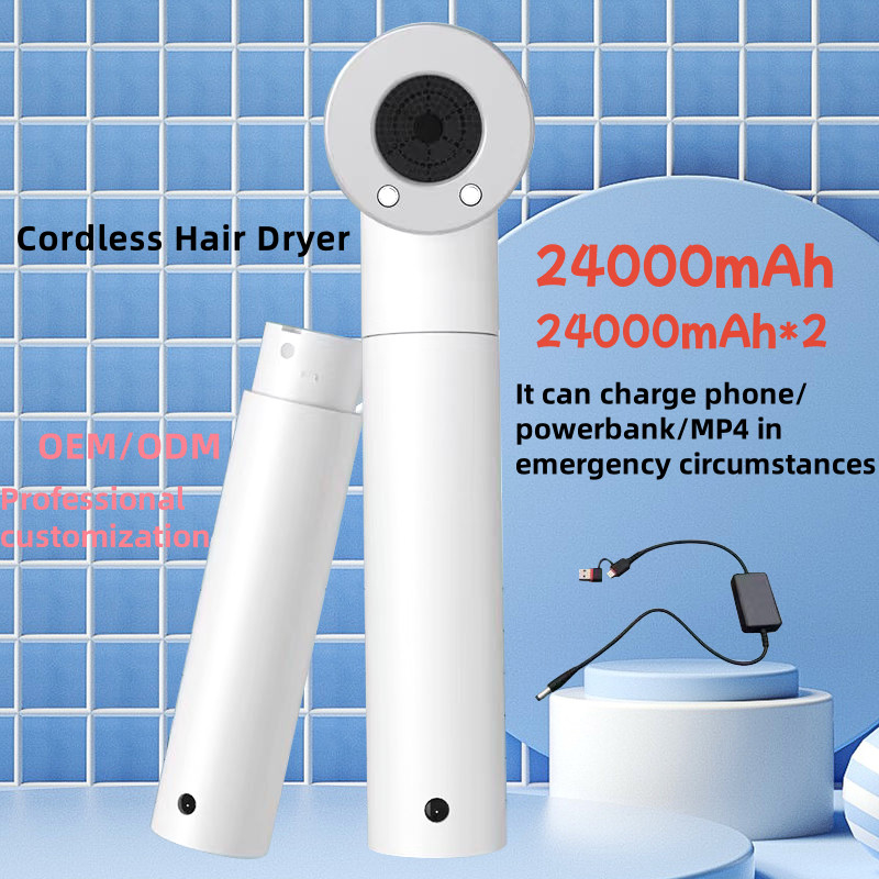 Secador de cabelo portátil de 450W sem fio com 48000mAh Grande capacidade de bateria Design compacto