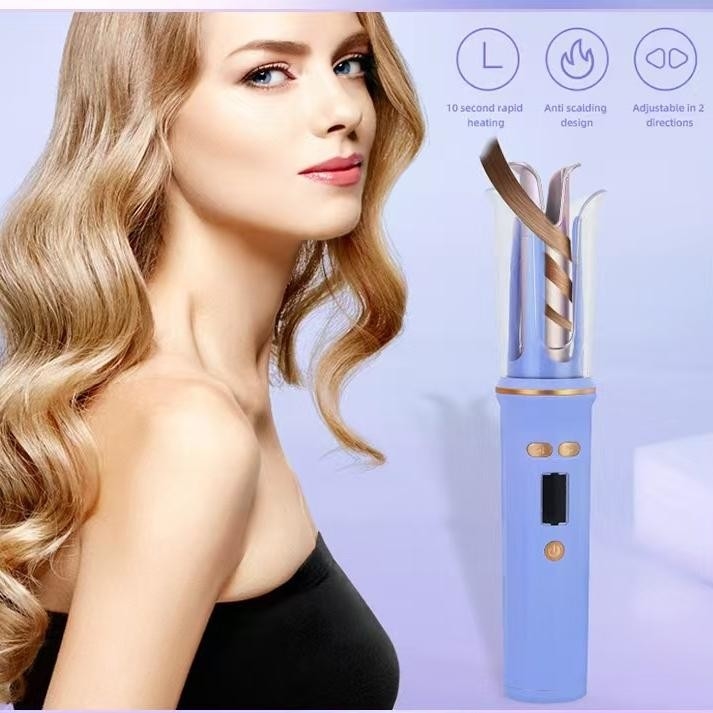 USB Recarregável Portavel Curling de cabelo viagem sem fio Mini Curling de cabelo de ferro automático LCD Display Temperatura