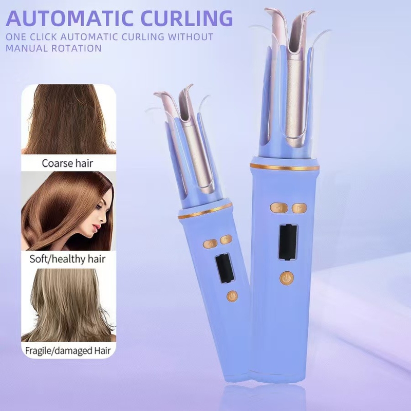 USB Recarregável Portavel Curling de cabelo viagem sem fio Mini Curling de cabelo de ferro automático LCD Display Temperatura