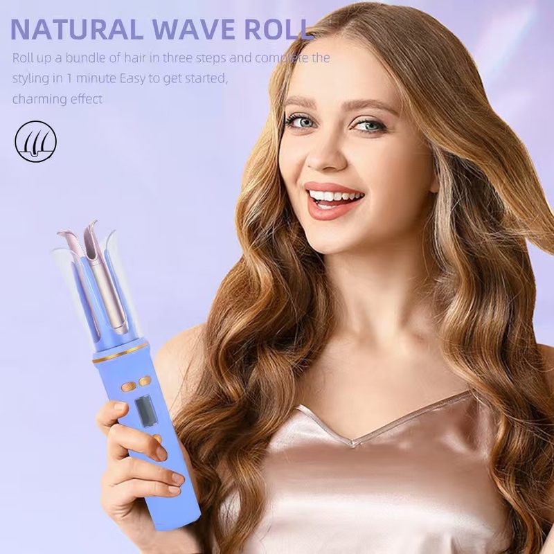 USB Recarregável Portavel Curling de cabelo viagem sem fio Mini Curling de cabelo de ferro automático LCD Display Temperatura
