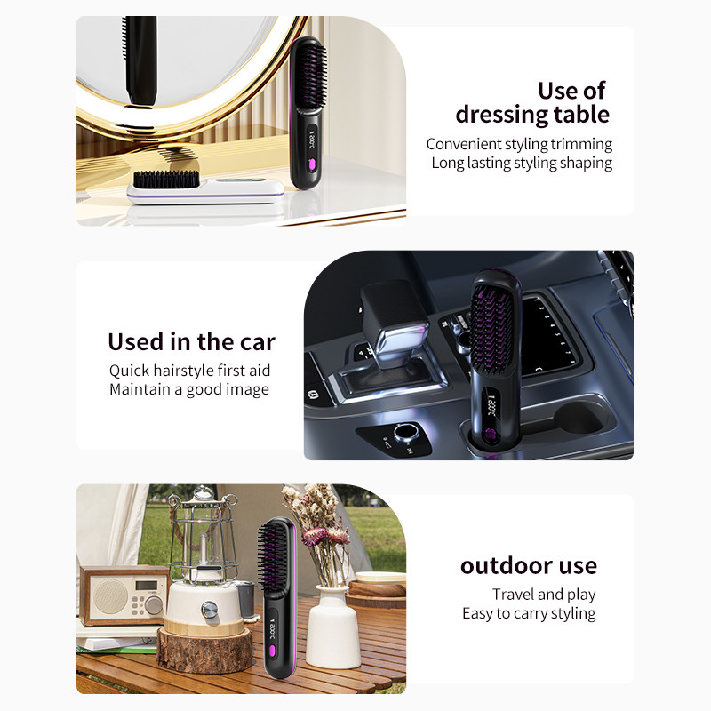 Pincel Elétrico de Ar Quente Peiteador de Cabelos Cerâmico com Tecnologia de Íons Negativos e Cordão Giratório