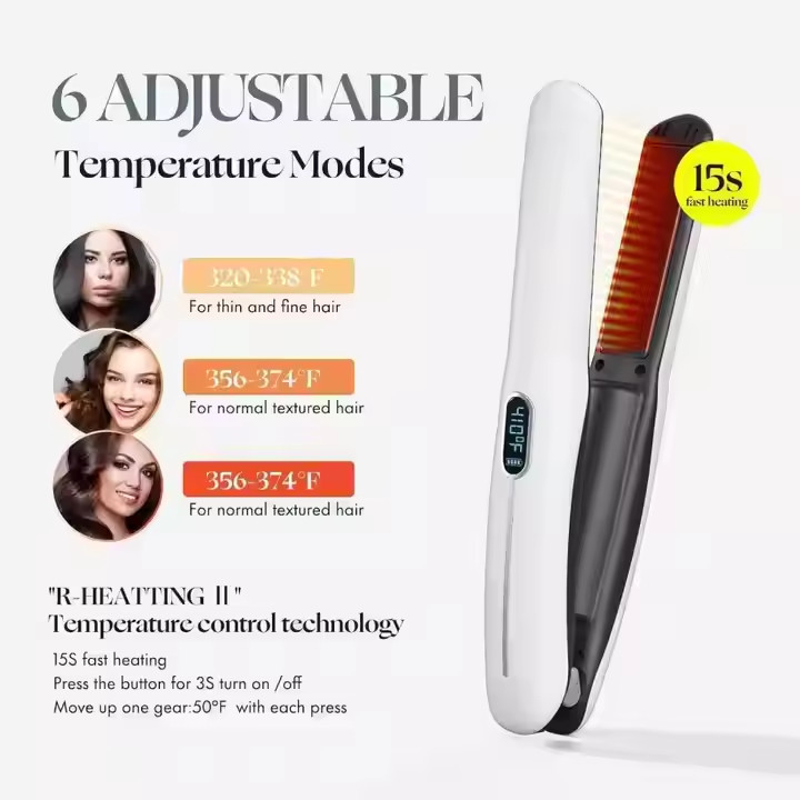 Recarregável 2 em 1 alisador de cabelo sem fio endireitamento sem fio curling com bateria de 4800mAh e multi-temperatura