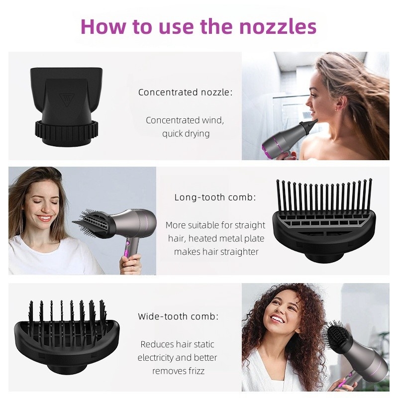 Secador de cabelo a motor de 1800W AC para salão profissional de desempenho com cabo de alimentação de 2m Secagem rápida sem frizz