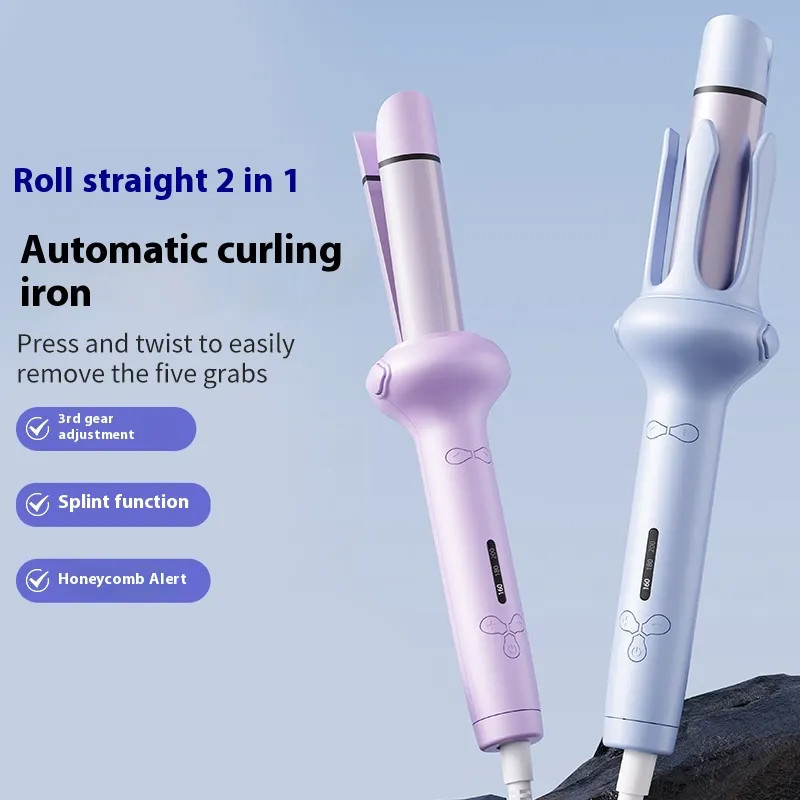 2 em 1 Ferro automático de curling 35W aquecimento rápido com som de bip para cabelo encaracolado e reto