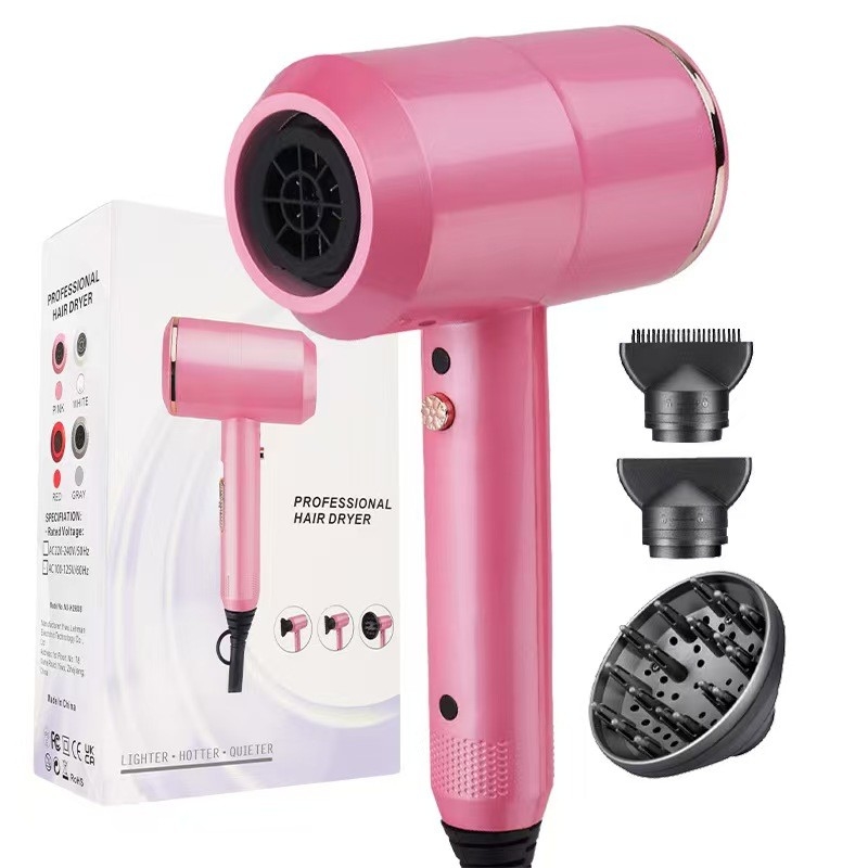 Secador de cabelo de íons negativos profissional de 1500w Cuidado de cabelo doméstico com motor de CA forte com 3 bocas de ar para cabelos encaracolados