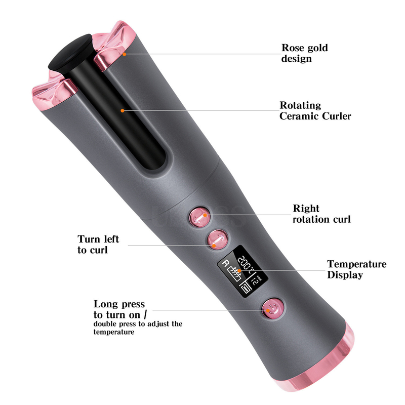 Design sem fio de carregamento USB Mini portátil de ferro curling adequado para viagens e uso doméstico