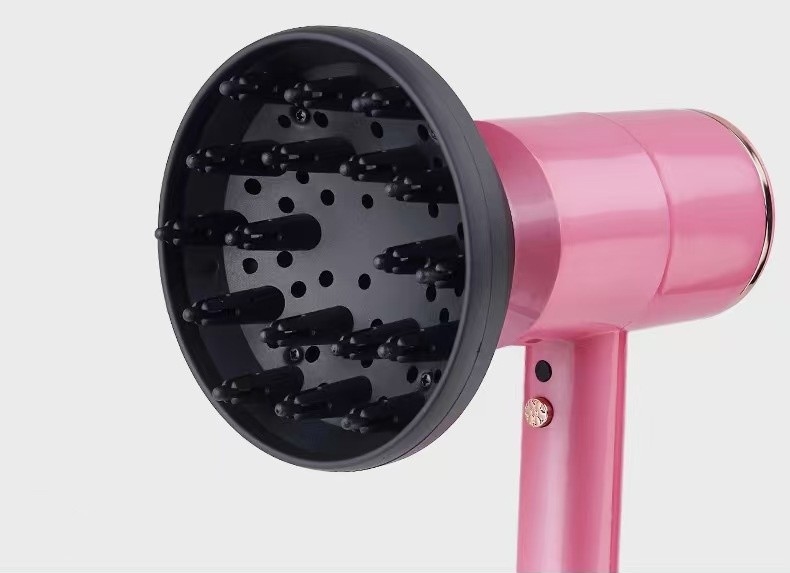 Secador de cabelo rosa com 3 acessórios profissionais para vento forte e cuidado suave adequado para todos os tipos de cabelo