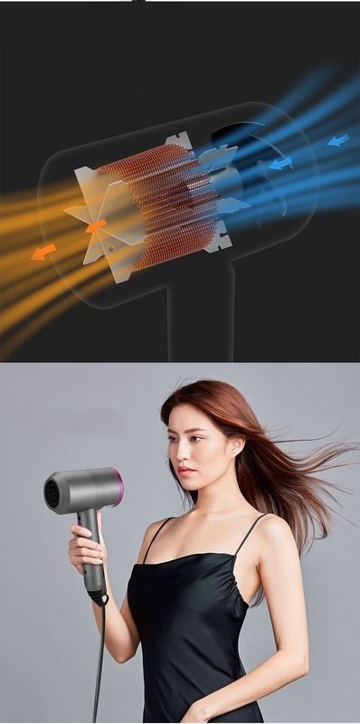 Secador de cabelo elétrico de 1500 watts com 3 acessórios multifuncionais para um penteado perfeito e suave