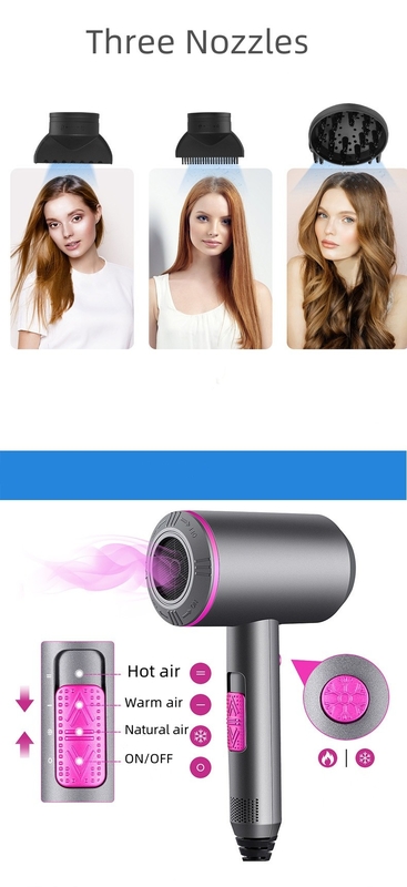 Secador de cabelo elétrico de 1500 watts com 3 acessórios multifuncionais para um penteado perfeito e suave
