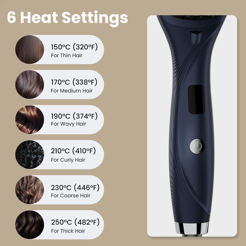 Peiteador de endireitamento de cabelo de íons negativos de temperatura ultra-alta com 2 ajustes de velocidade e mais de uma hora de duração da bateria