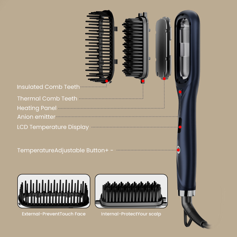 Peiteador de endireitamento de cabelo de íons negativos de temperatura ultra-alta com 2 ajustes de velocidade e mais de uma hora de duração da bateria