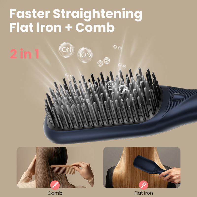 Peiteador de endireitamento de cabelo de íons negativos de temperatura ultra-alta com 2 ajustes de velocidade e mais de uma hora de duração da bateria