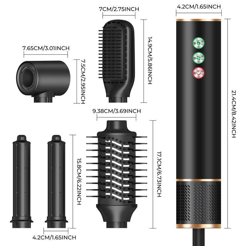 220V 5 em 1 velocidade estilista de ar quente profissional sem frizz secador de sopro escova curva endireitar com saco de viagem 3 engrenagens frio