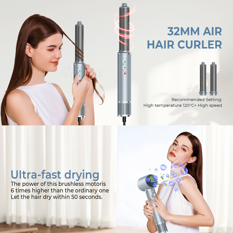 220V 5 em 1 velocidade estilista de ar quente profissional sem frizz secador de sopro escova curva endireitar com saco de viagem 3 engrenagens frio