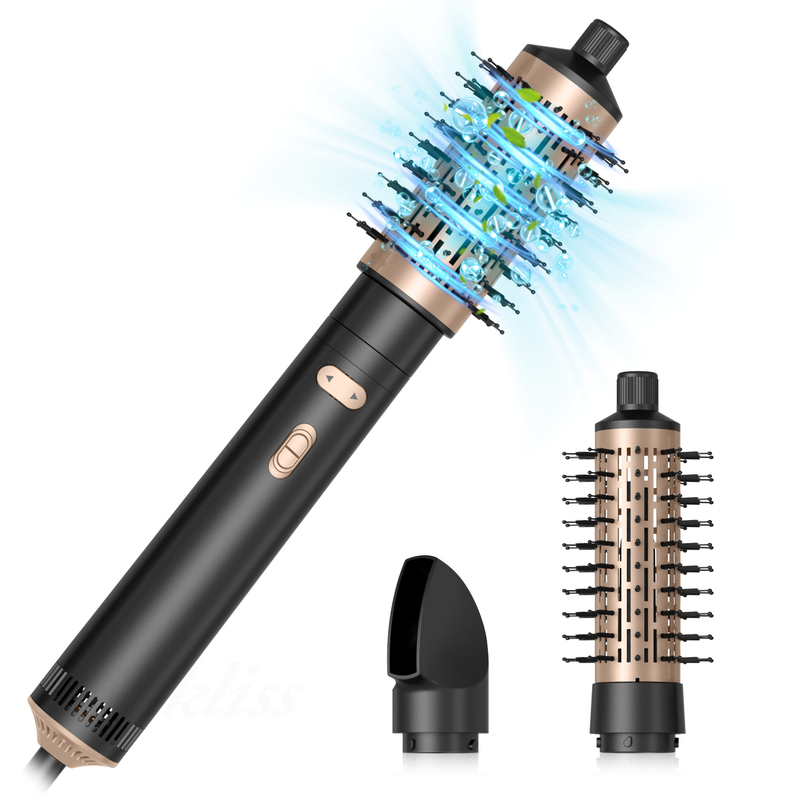 Secador de cabelo escova 6 em 1 Hair Styler Tecnologia iônica de prata Multi Styler de secagem rápida para cabelo liso e encaracolado