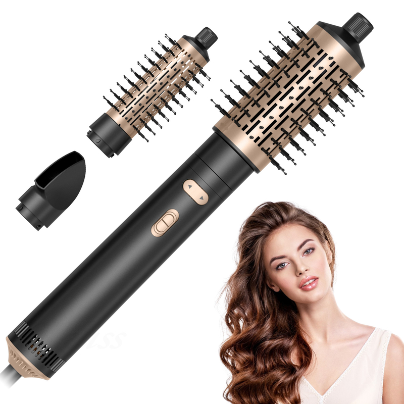 Secador de cabelo escova 6 em 1 Hair Styler Tecnologia iônica de prata Multi Styler de secagem rápida para cabelo liso e encaracolado