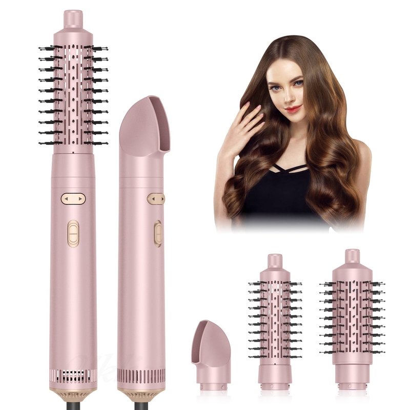 Secador de cabelo escova 6 em 1 Hair Styler Tecnologia iônica de prata Multi Styler de secagem rápida para cabelo liso e encaracolado